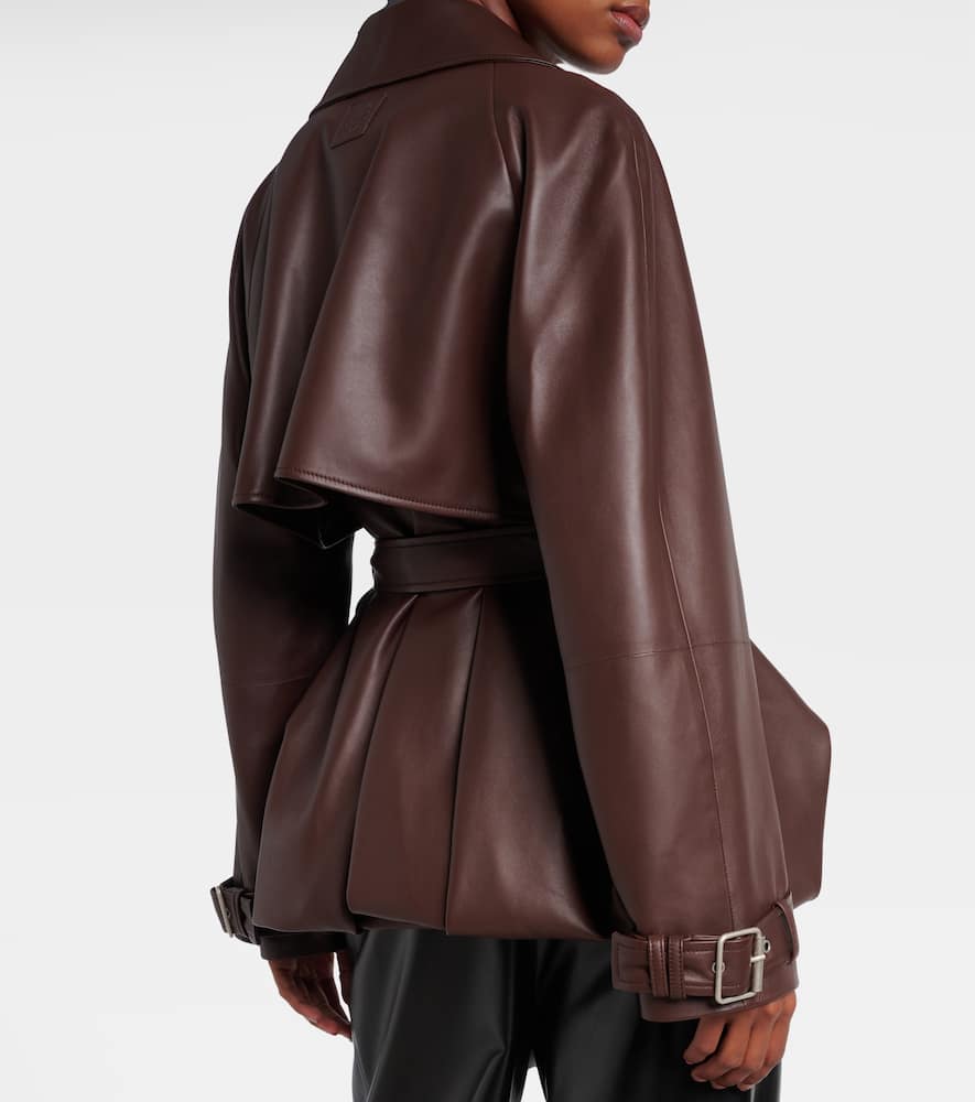 Loewe Balloon Leather Jacket In Brown