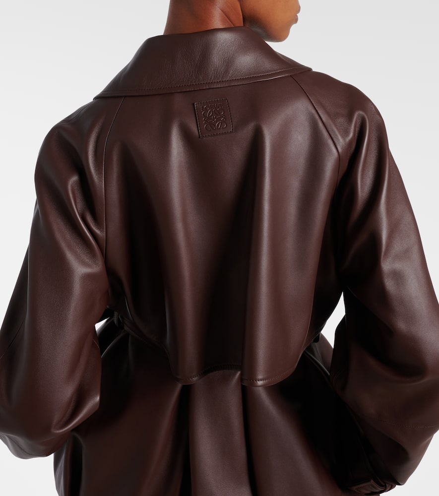 Loewe Balloon Leather Jacket In Brown