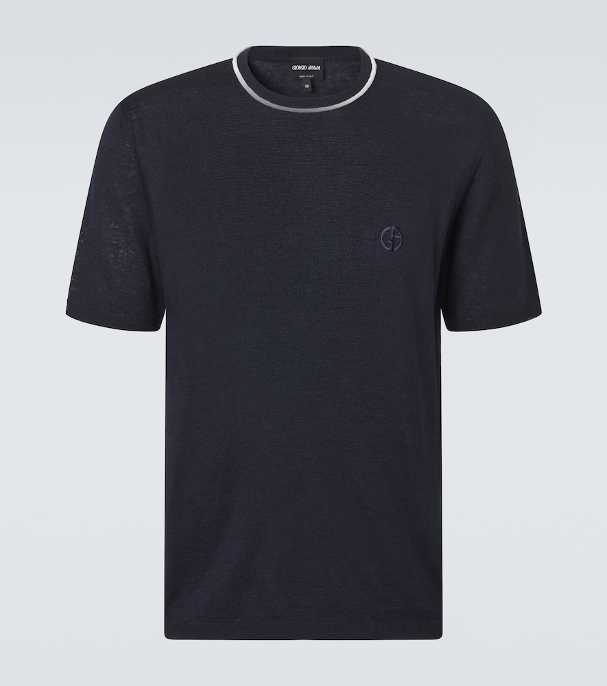 Giorgio Armani Logo Linen and Silk T Shirt