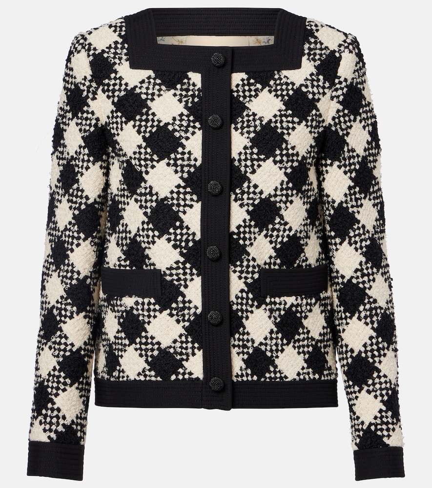 Valentino Checked ruffled tweed jacket