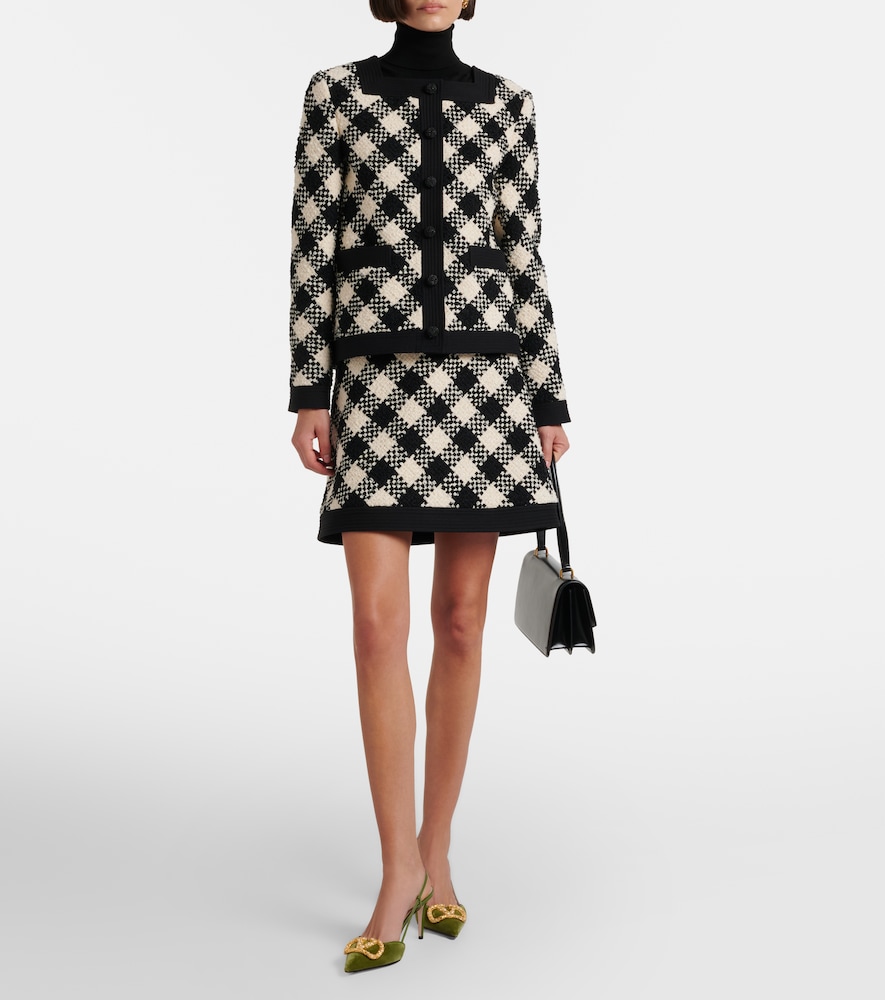  Valentino Valentino Checked Ruffled Tweed Jacket 