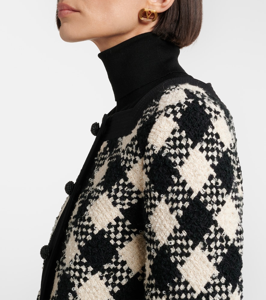  Valentino Valentino Checked Ruffled Tweed Jacket 