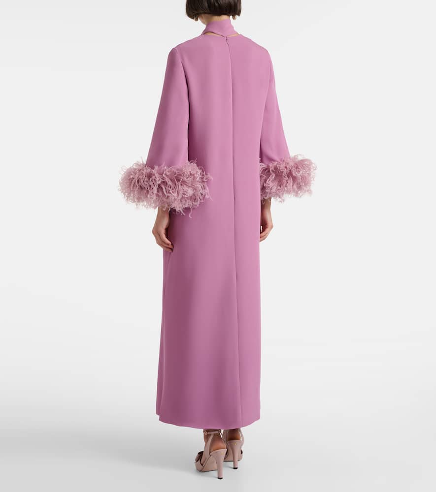 Valentino Cady Couture Feather-trimmed Maxi Dress In Purple