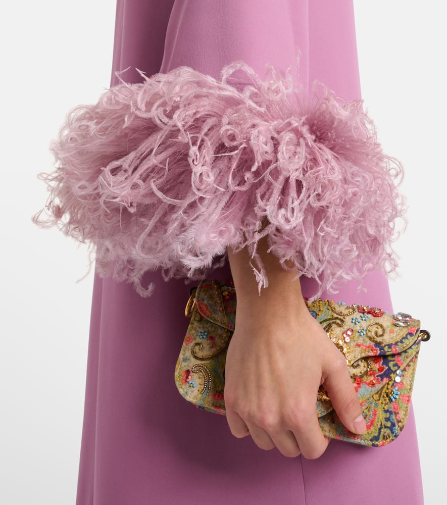 Valentino Cady Couture Feather-trimmed Maxi Dress In Purple