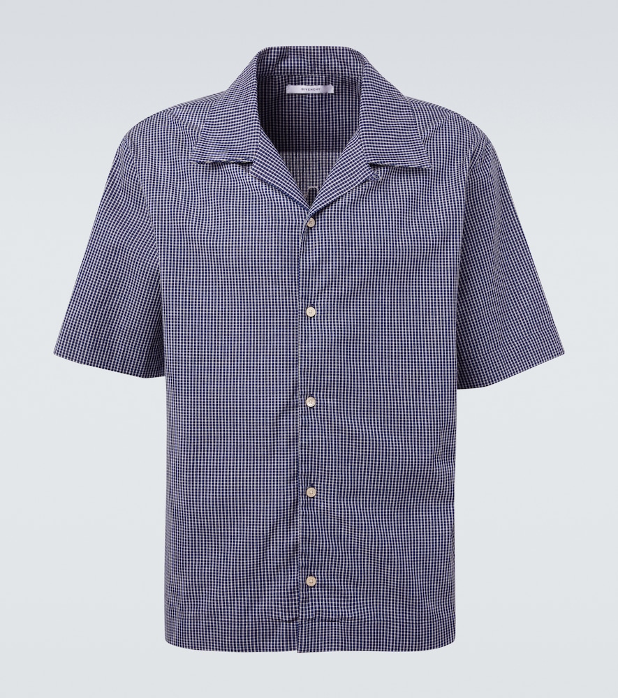 Givenchy Men's Blue Checked Cotton Bowling Shirt Uk Size 17,5