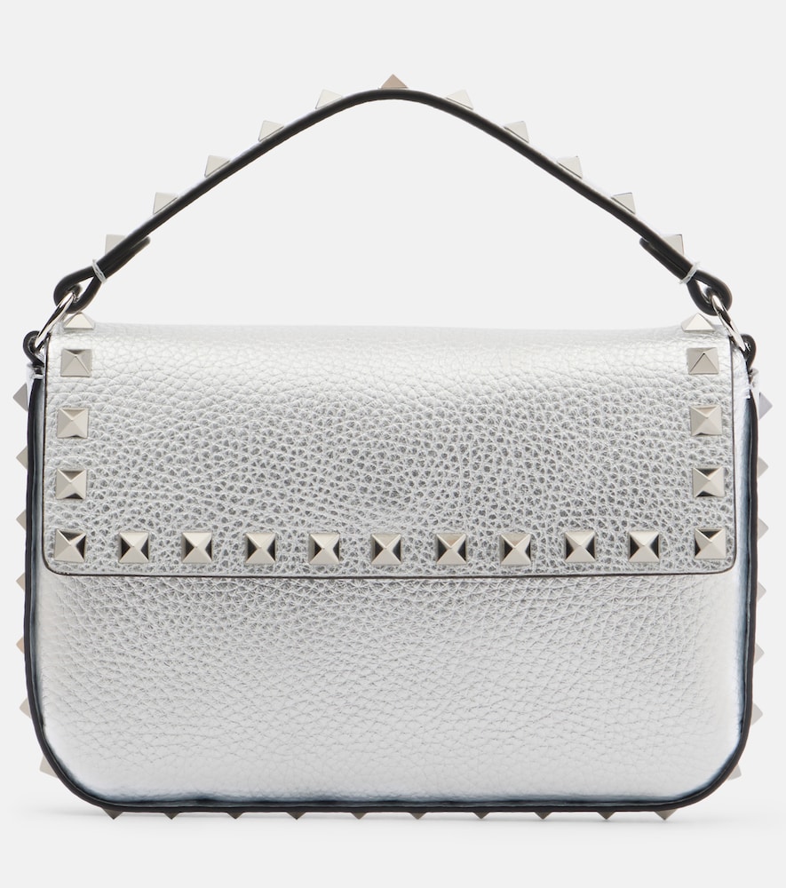 Valentino Garavani Rockstud Small metallic leather top-handle bag