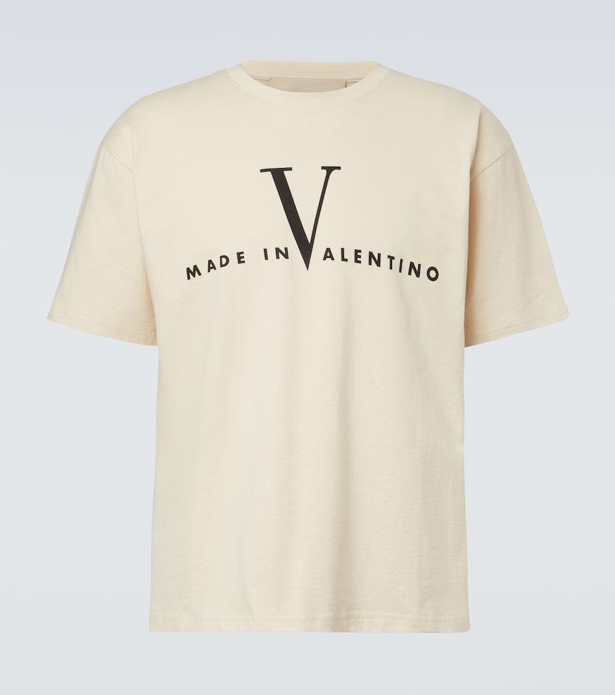 Valentino Garavani Cotton T-shirt With Made In Print Clothing In Nude