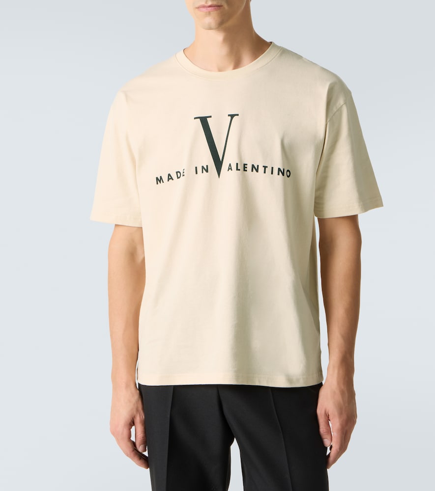 Valentino Garavani Cotton T-shirt With Made In Print Clothing In Nude