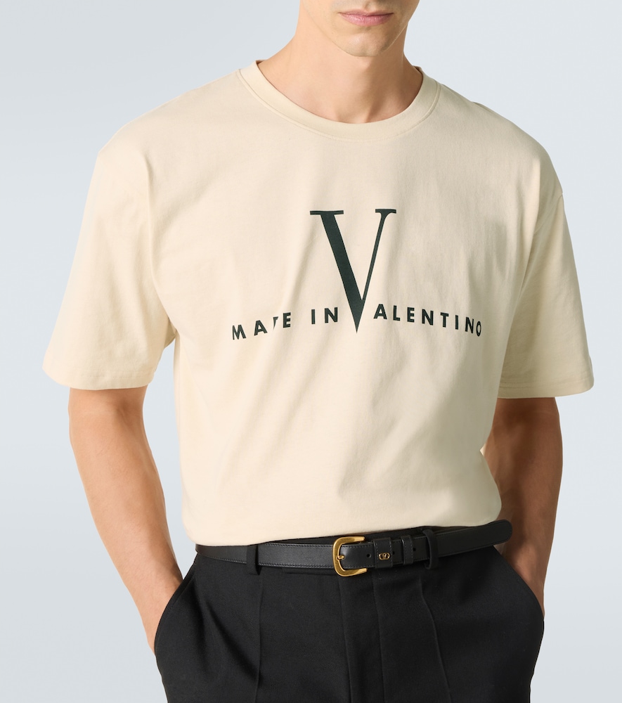 Valentino Garavani Cotton T-shirt With Made In Print Clothing In Nude