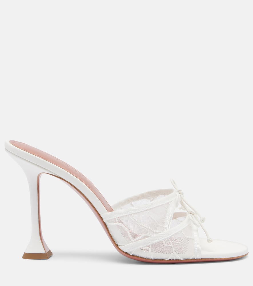  Amina Muaddi Amina Muaddi Eleonora Bow-detail Lace Mules 
