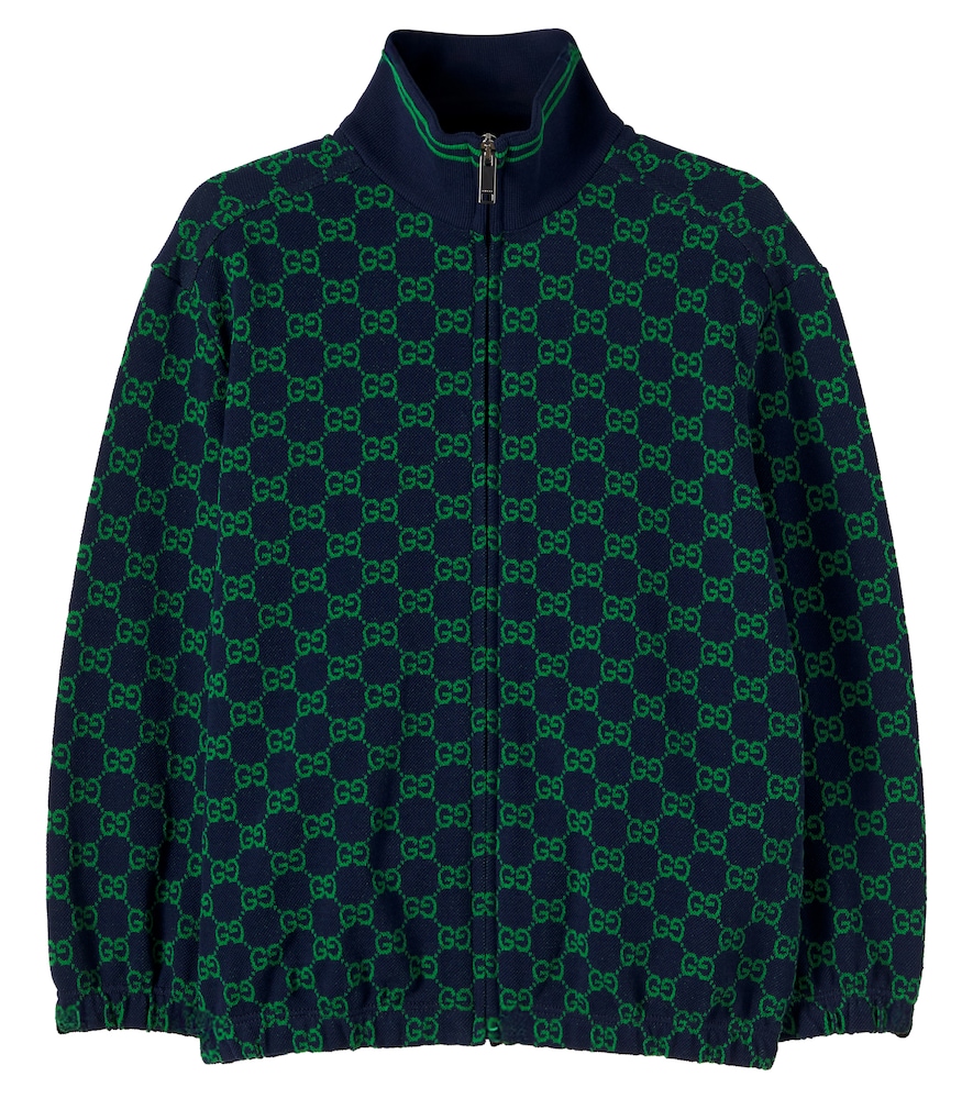 Gucci Kids Green Gg Cotton Pique Track Jacket Y Size 10 - Mytheresa