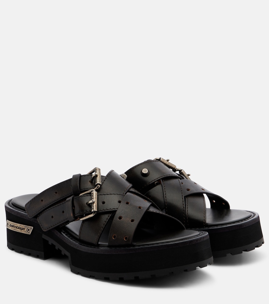 Balenciaga Venom leather platform mules