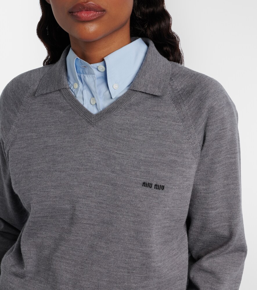  Miu Miu Miu Miu Virgin Wool Polo Sweater 