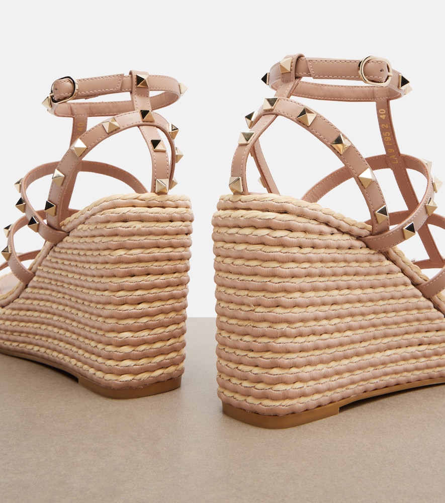  Valentino Garavani Valentino Garavani Rockstud Leather Wedge Sandals 
