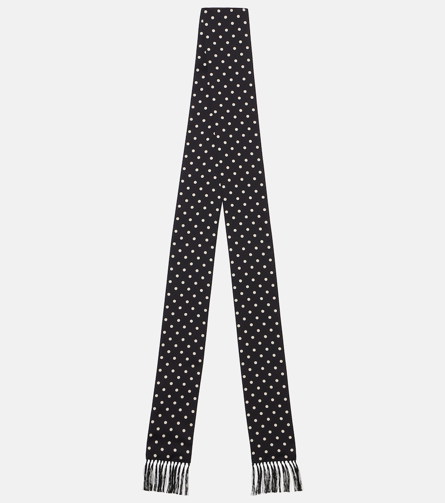 Valentino Fringed polka-dot silk scarf