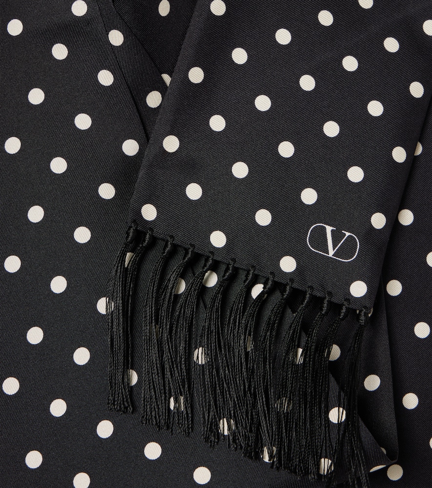  Valentino Valentino Fringed Polka-dot Silk Scarf 