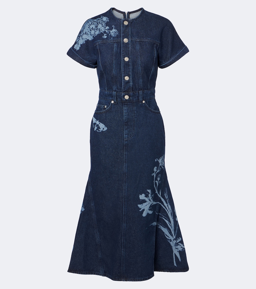 Bedrucktes Midikleid aus Denim