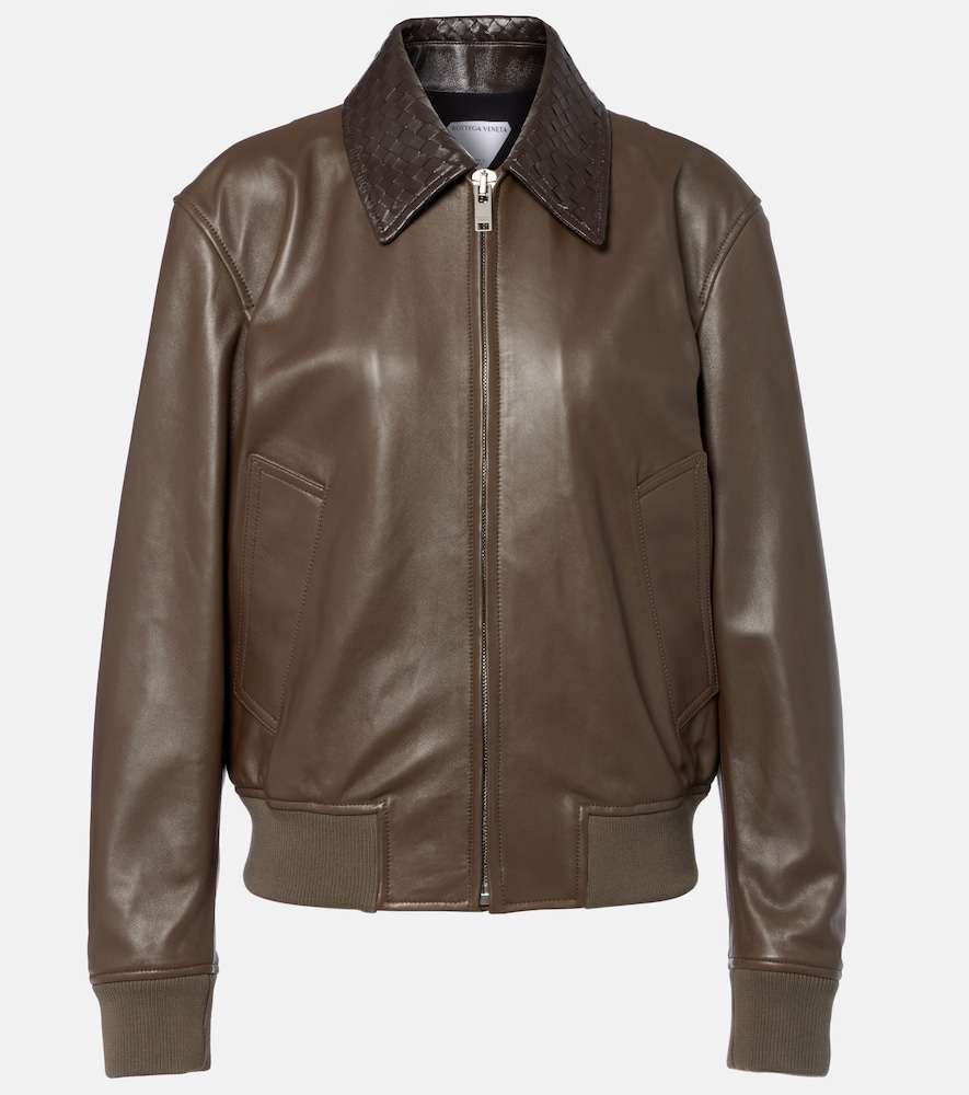Giacca blouson in pelle Intrecciato