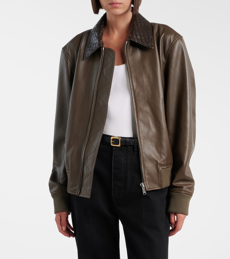 Intrecciato Leather Blouson Jacket