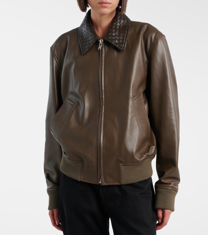 Intrecciato Leather Blouson Jacket