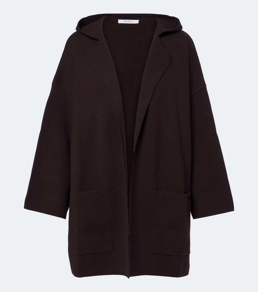 Cardigan in lana e cashmere con cappuccio