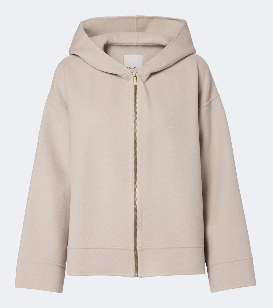 S Max Mara Hooded Virgin Wool Jacket In Beige