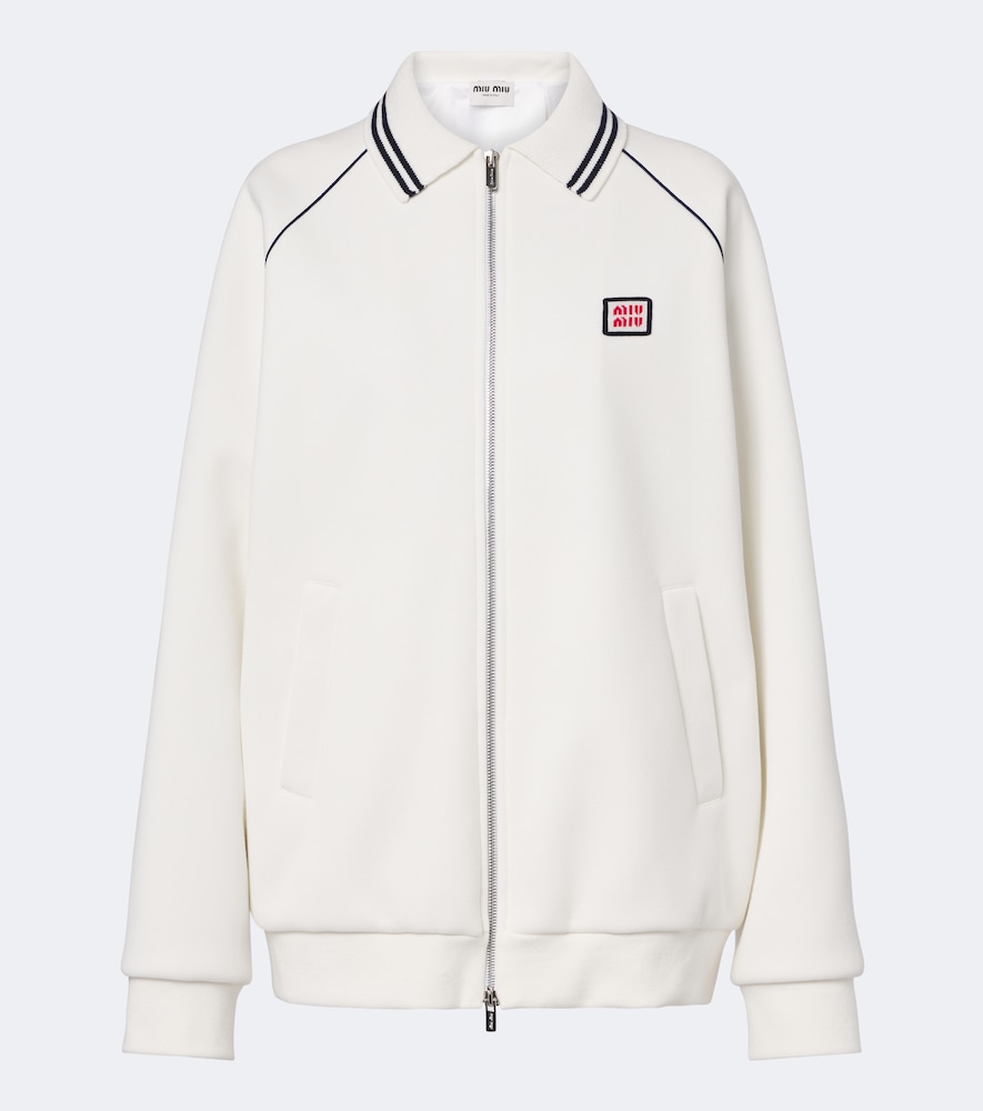 Miu Miu Cotton Piqué Blouson Jacket In White