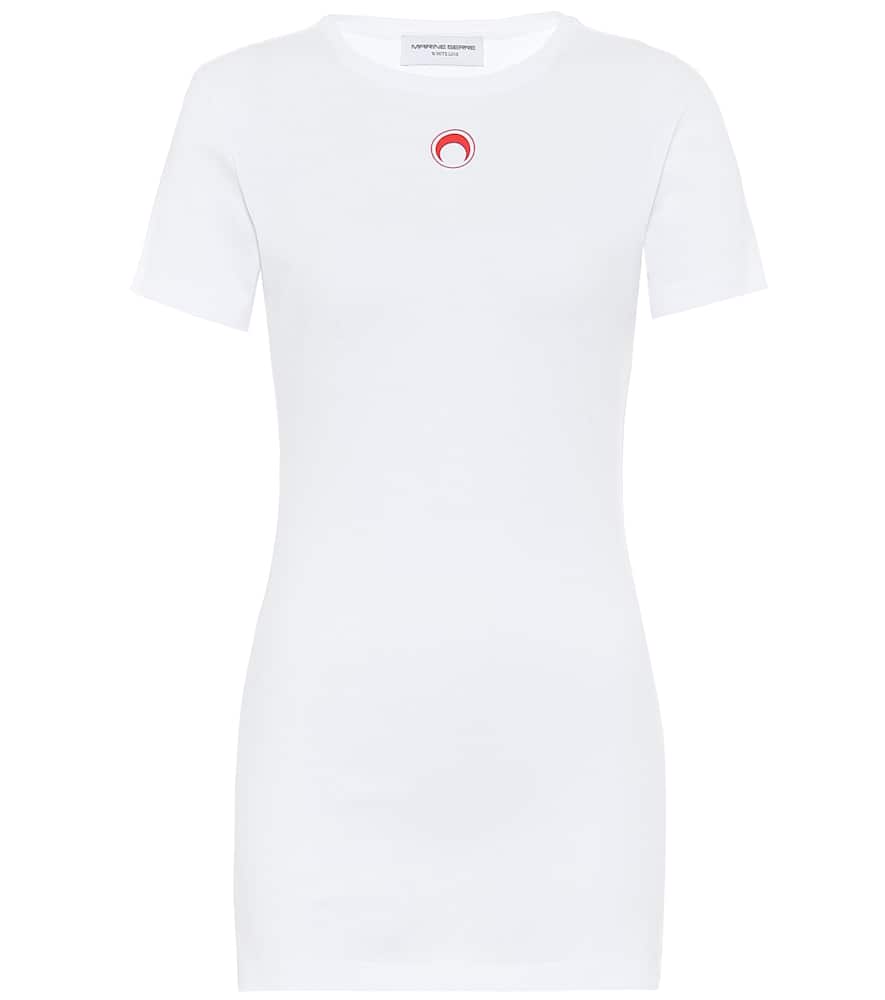 Click to view more detailed imagery on our partner's website Marine Serre Logo Cotton-Jersey T-Shirt In White