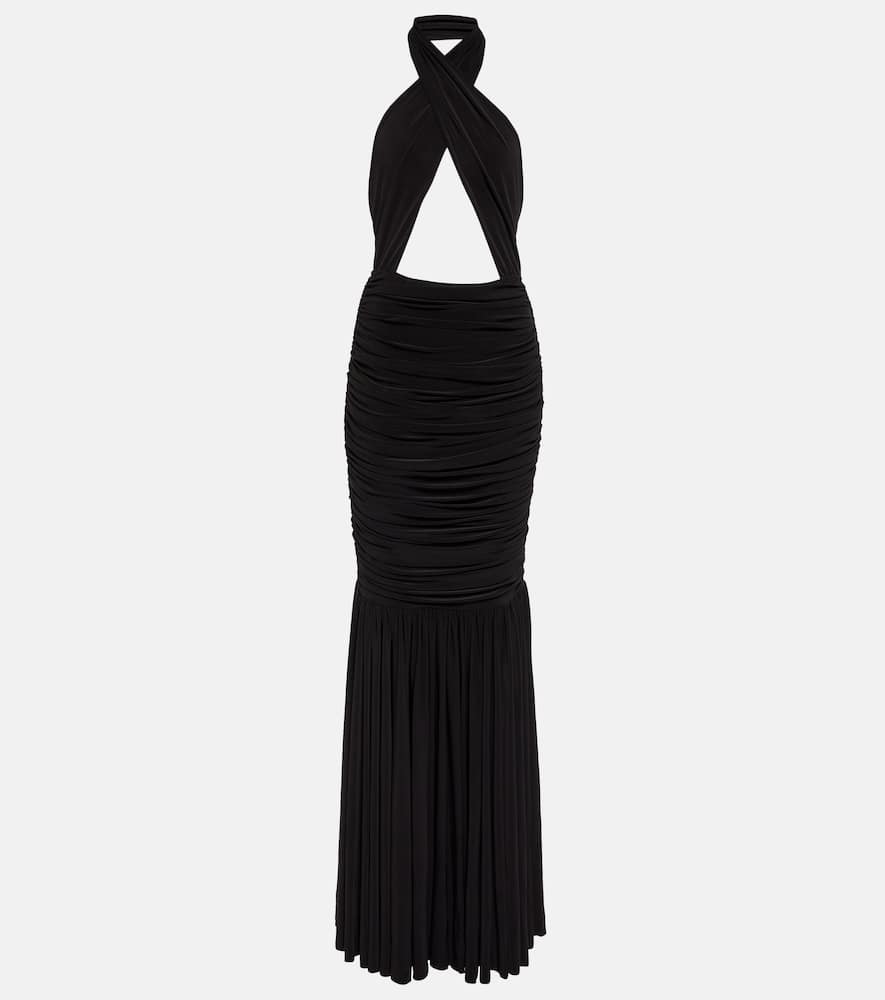 Norma Kamali Fishtail halterneck gown