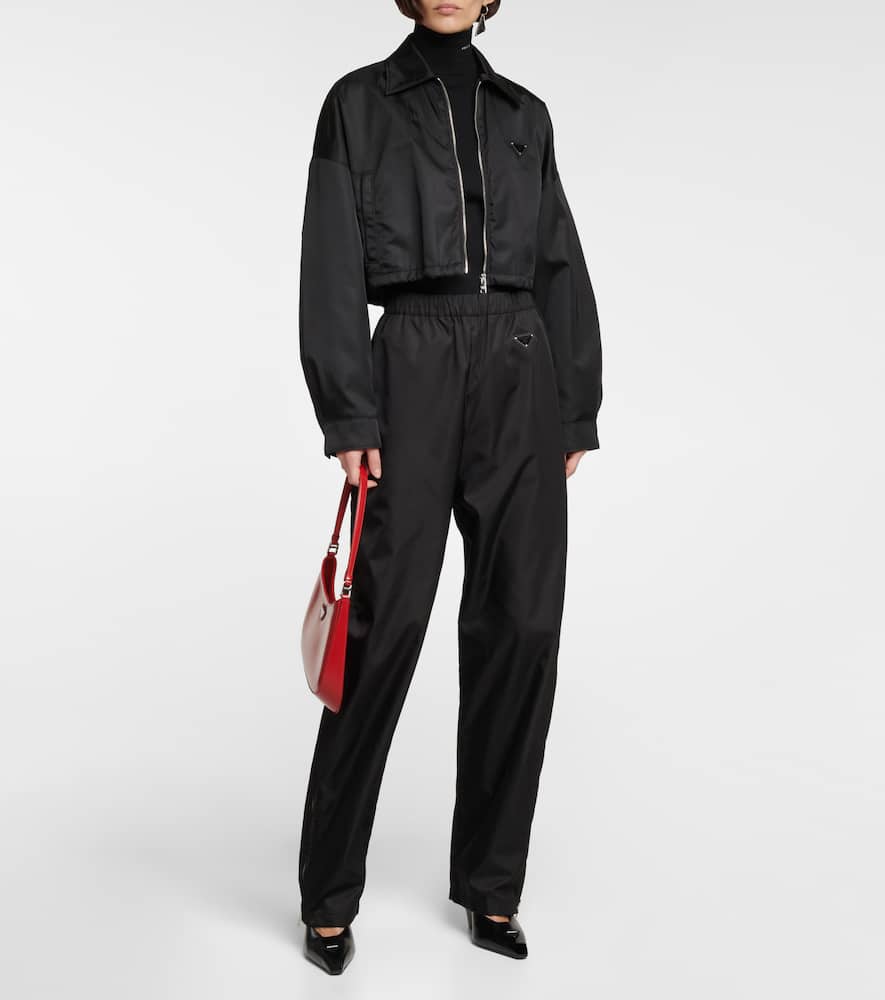 Prada Cropped Nylon Jacket In Nero