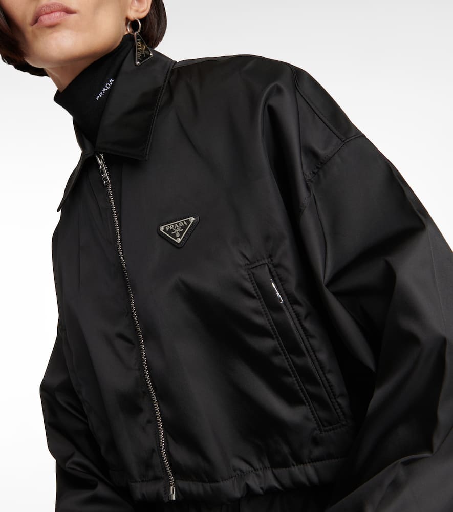Prada Cropped Nylon Jacket In Nero