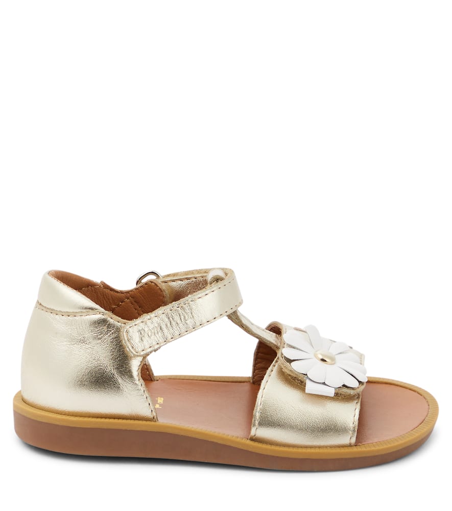 Pom D'api Poppy Daisy Metallic Leather Sandals In Gold