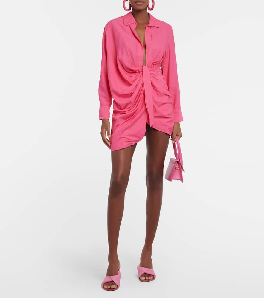 Shop Jacquemus La Robe Bahia Tie-detail Minidress In Pink 2