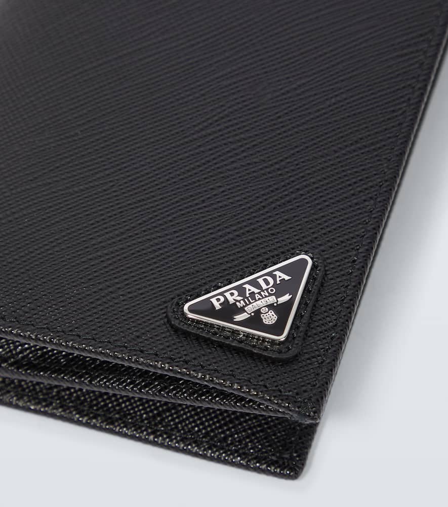 Prada Saffiano Leather Portfolio In Nero