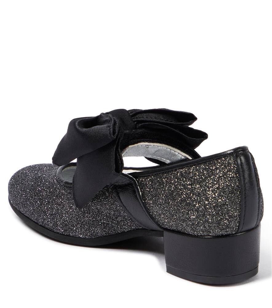 Monnalisa Bow-detail 30mm Block-heel Ballerina Shoes In Black