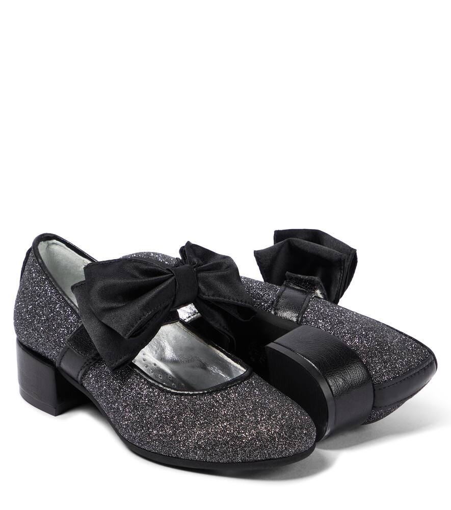 Monnalisa Bow-detail 30mm Block-heel Ballerina Shoes In Black