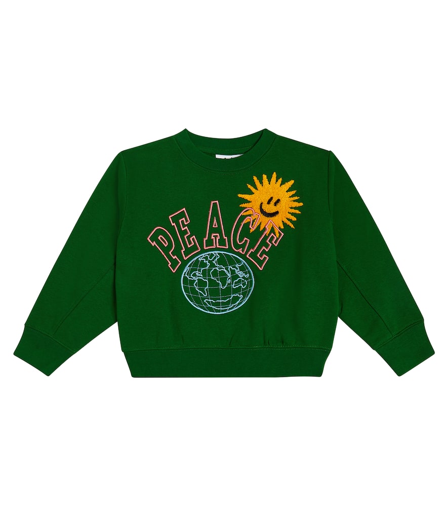 Molo Maxime Embroidered Cotton-blend Sweatshirt In Green