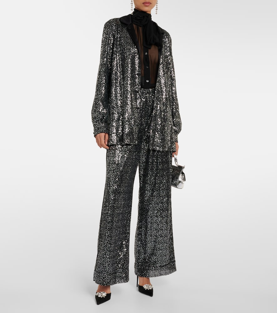  Dolce&gabbana Dolce&gabbana Floral-applique Silk Chiffon Blouse 
