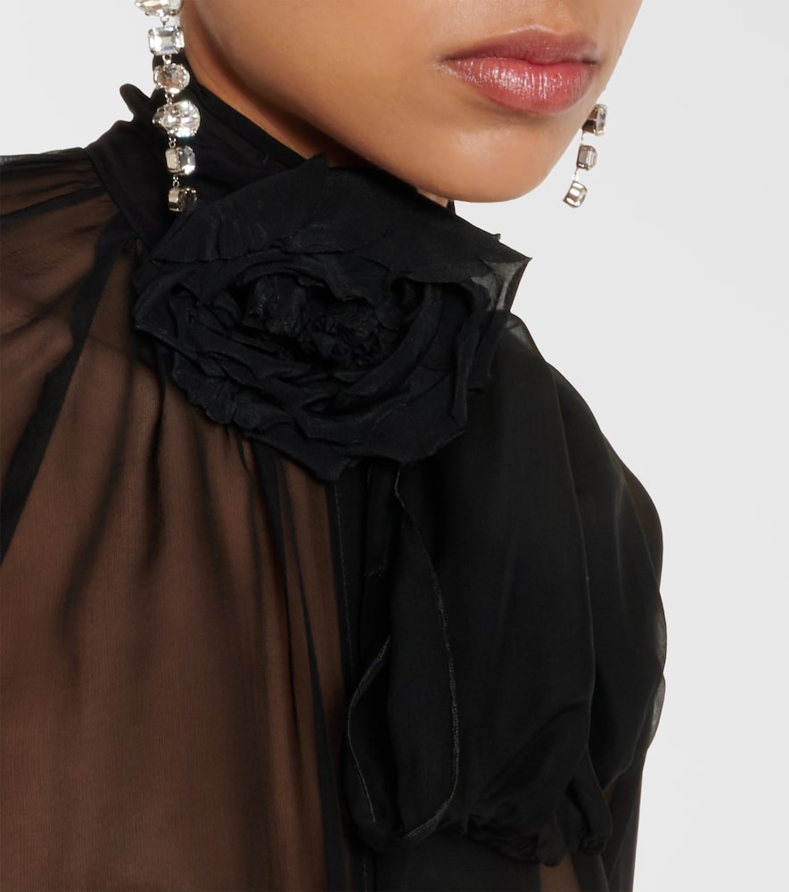  Dolce&gabbana Dolce&gabbana Floral-applique Silk Chiffon Blouse 