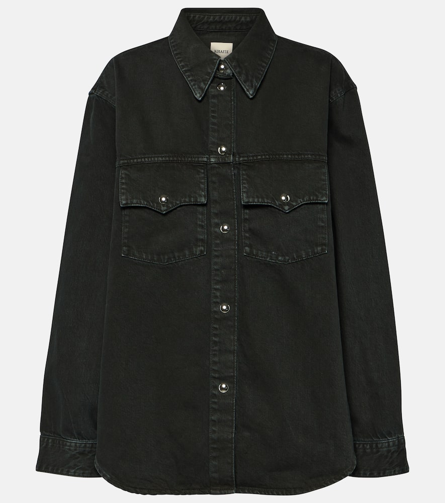 Shop Khaite Jinn Denim Shirt In Black