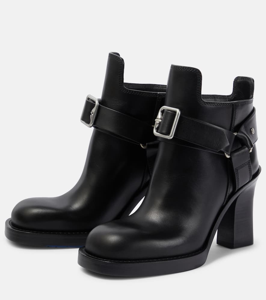 Shop Burberry Stirrup Leather Ankle Boots In Black