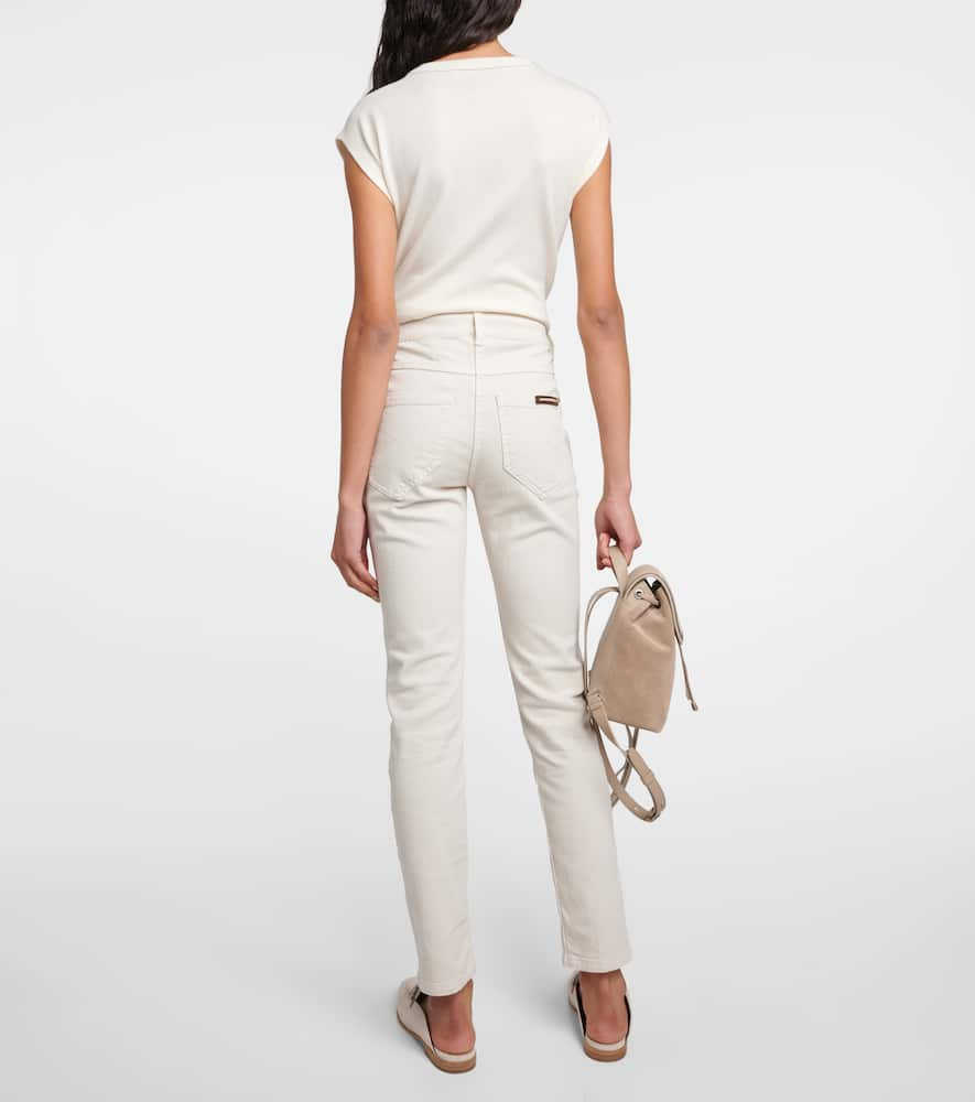 Shop Brunello Cucinelli Mid-rise Slim Jeans In White