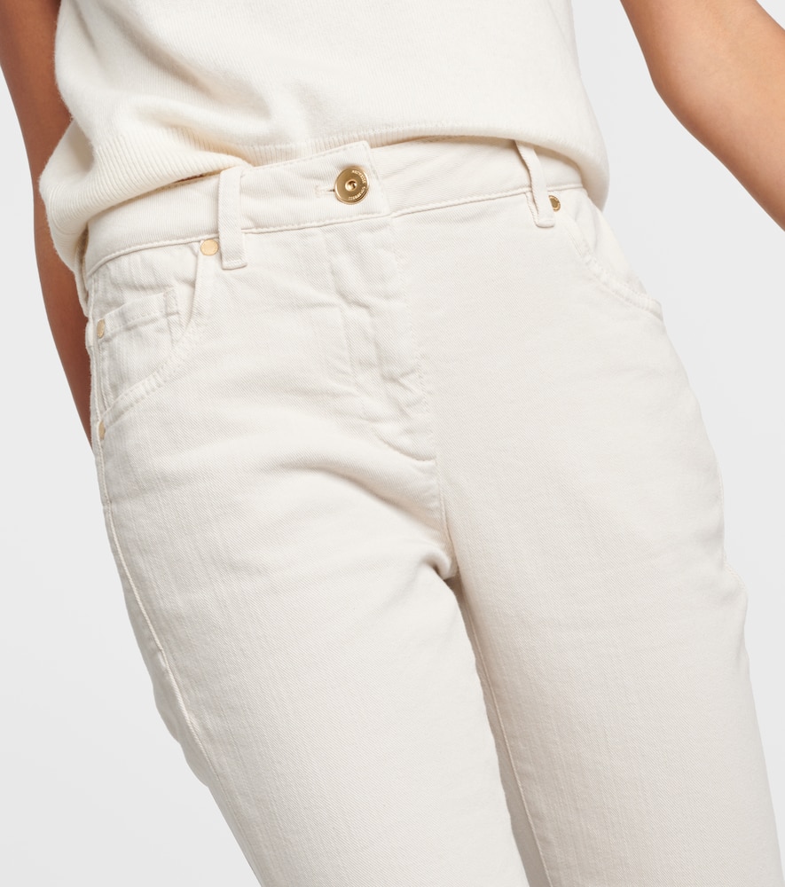 Shop Brunello Cucinelli Mid-rise Slim Jeans In White