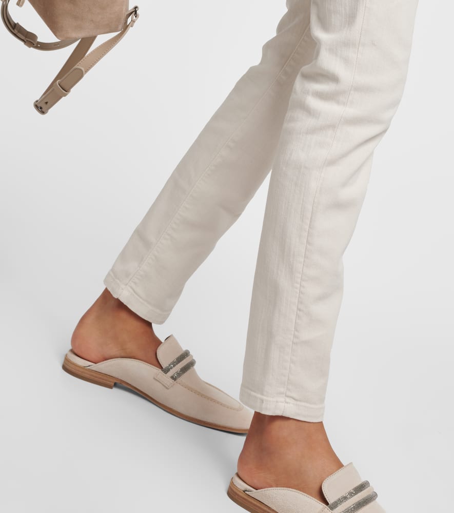 Shop Brunello Cucinelli Mid-rise Slim Jeans In White