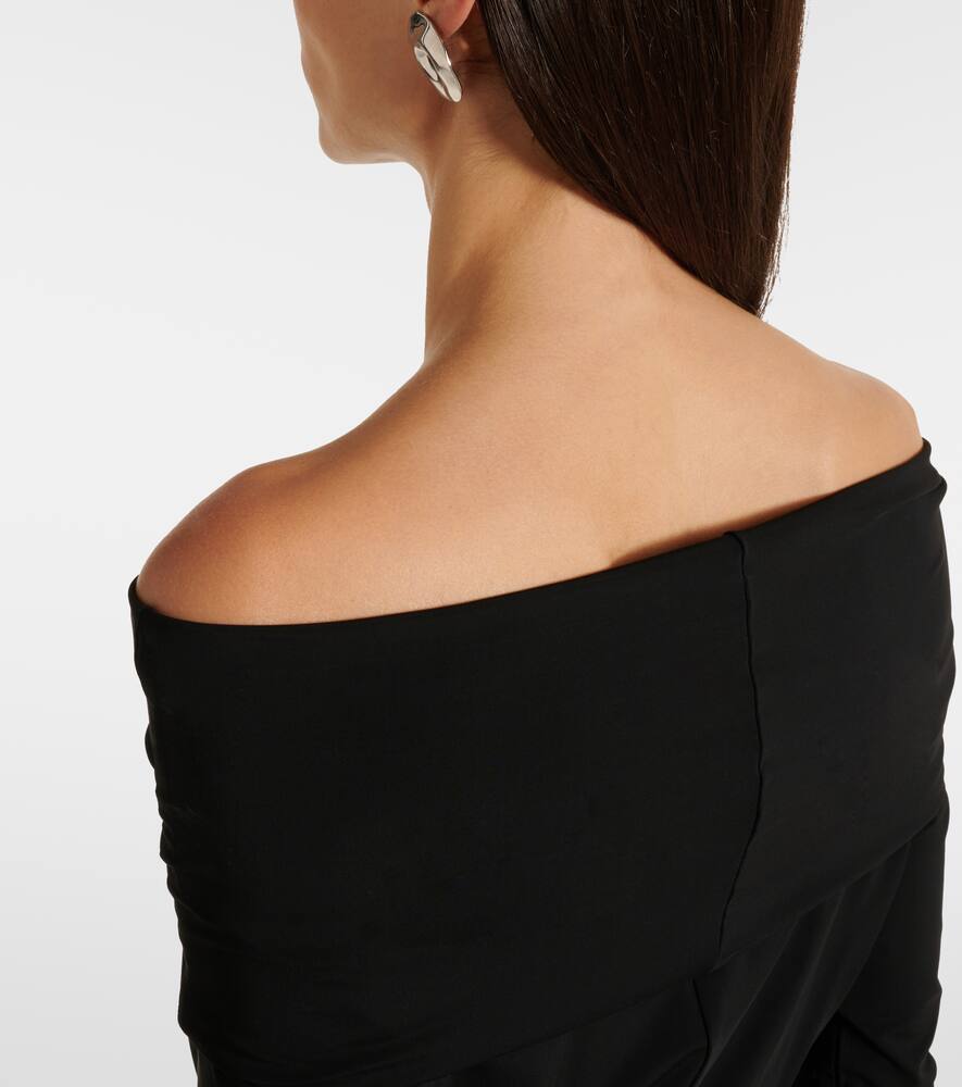 Max Mara Jersey Dress With Asymmetrical Hem And Off-shoulder Neckline In Black