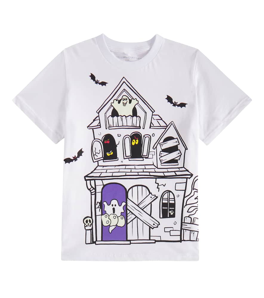 Stella Mccartney White T-shirt For Boy With Hunted House In Weiss