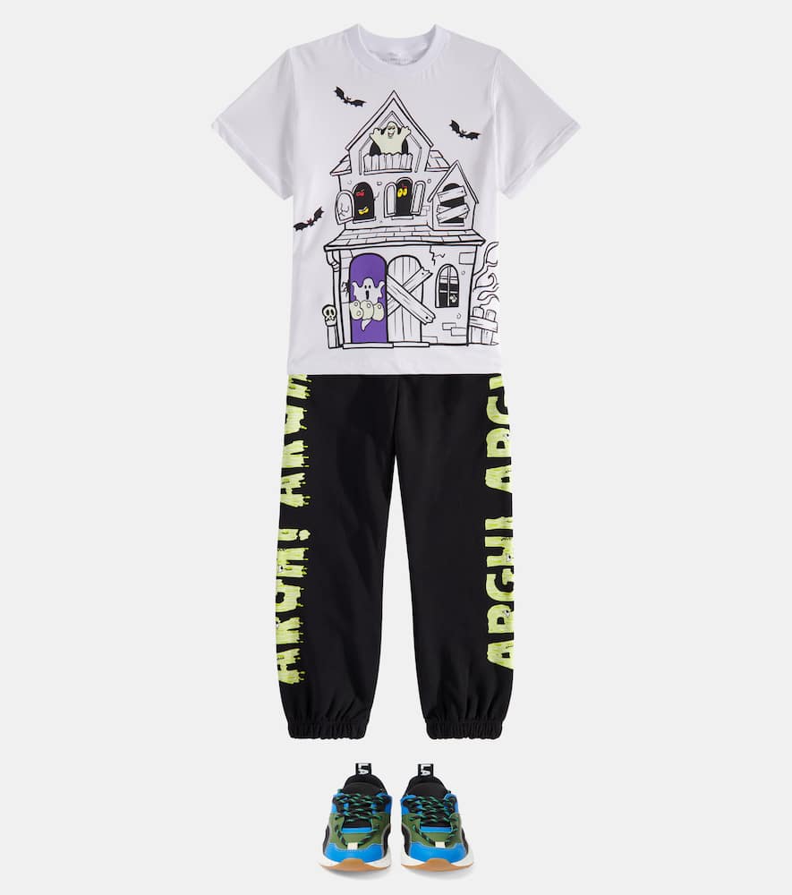 Stella Mccartney White T-shirt For Boy With Hunted House In Weiss
