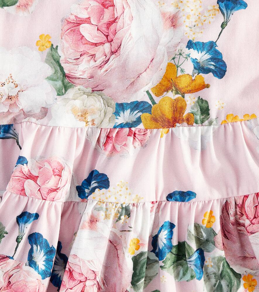 Monnalisa Floral Cotton-blend Dress In Multicoloured