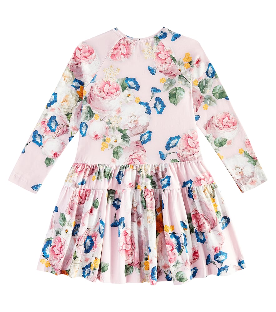 Monnalisa Floral Cotton-blend Dress In Multicoloured
