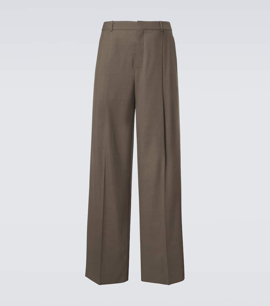 Pleated wool wide-leg pants